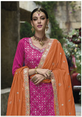 Premium Silk Embroidered Salwar Suit in Pink